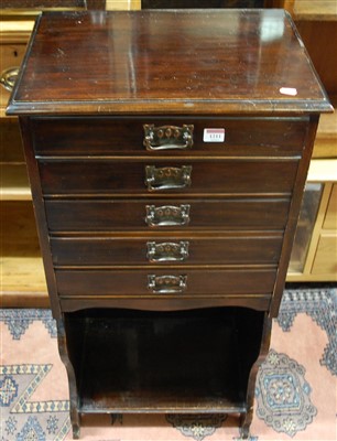 Lot 1211 - An Edwardian walnut five drawer music chest,...