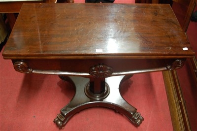 Lot 1214 - An early Victorian mahogany fold-over card...