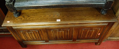 Lot 1248 - A contemporary linenfold moulded oak three...