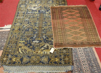 Lot 1274 - A Caucasian woollen rug with kilim ends,...