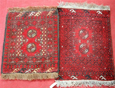 Lot 1275 - Two Persian red ground Bokhara prayer rugs