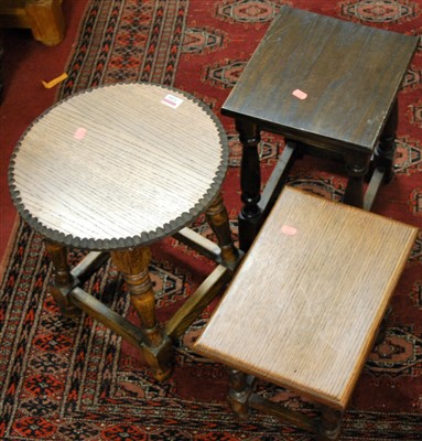 Lot 1281 - Occasional furniture to include; oak nest of...