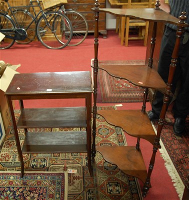 Lot 1306 - An Edwardian mahogany three-tier low whatnot,...