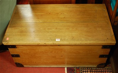 Lot 1309 - A late Victorian pine and iron bound hinge...