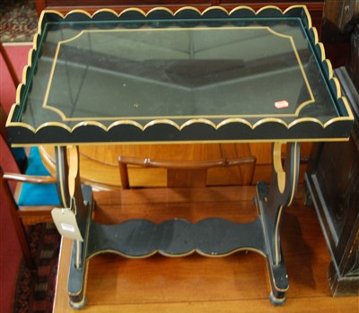Lot 1311 - A black painted galleried tray top low serving...