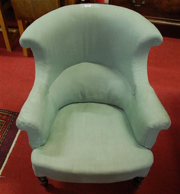 Lot 1319 - A Victorian ebonised and upholstered spoonback...