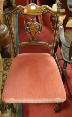 Lot 1321 - A set of four Edwardian mahogany, rosewood,...