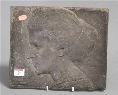 Lot 128 - An early 20th century lead plaque, depicting a...