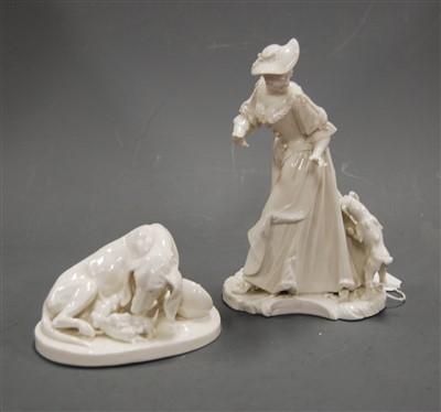 Lot 287 - A Nymphenburg blanc-de-chine figure of a lady...