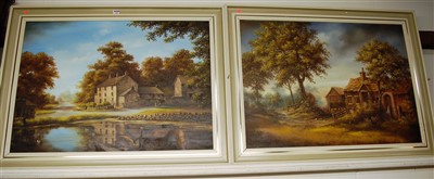 Lot 1003 - J Heathcote Hunt - Pair; Cottage landscape...