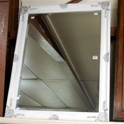 Lot 1008 - A white painted and bevelled rectangular wall...