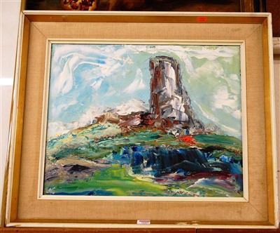 Lot 1009 - Contemporary school - landscape study, pallet...