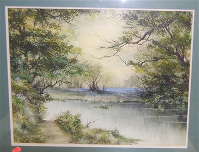Lot 1022 - Late 20th century school river landscape -...