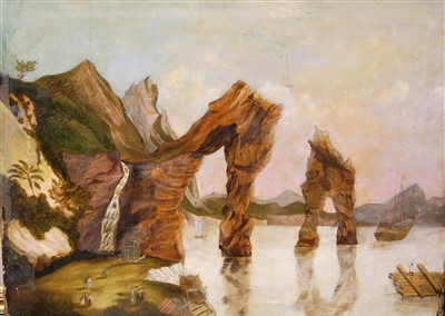 Lot 1052 - Continental school - coastal scene, oil on...