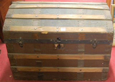Lot 1080 - A metal bound dome topped trunk