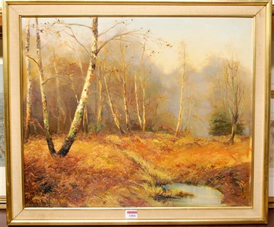 Lot 1066 - S Harrington - An Autmnal Woodland scene, oil...