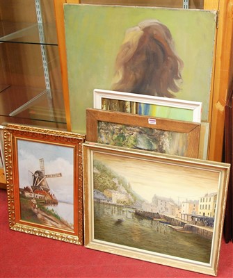 Lot 1093 - Assorted amateur oils, to include Dutch...