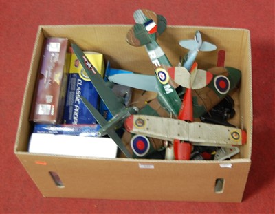 Lot 649 - A box containing a quantity of diecast and...