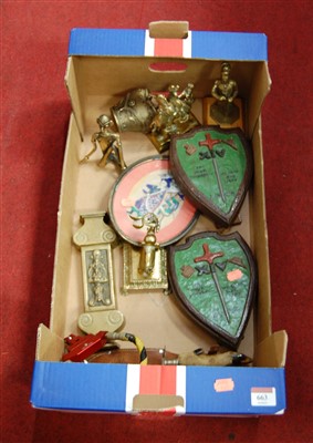 Lot 663 - Two boxes containing a quantity of metalware...