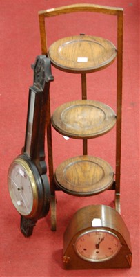Lot 674 - An early 20th century oak cased wall barometer;...