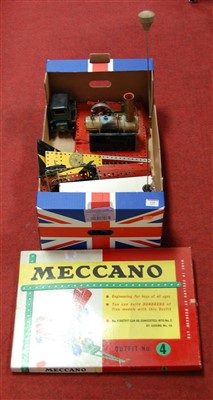 Lot 626 - A Mamod steam tractor together with a Meccano...