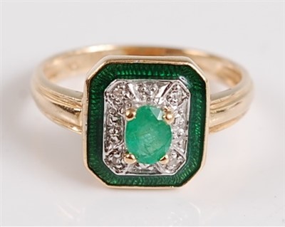 Lot 2523 - A 14ct yellow gold, emerald and diamond...