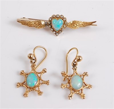 Lot 2525 - A yellow metal and opal RAF sweetheart brooch,...