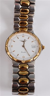 Lot 2529 - A Longines Conquest steel bi-colour quartz...