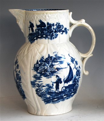 Lot 1030 - A Caughley cabbage leaf mask jug, circa...