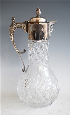Lot 1065 - A modern cut glass and silver mounted claret...