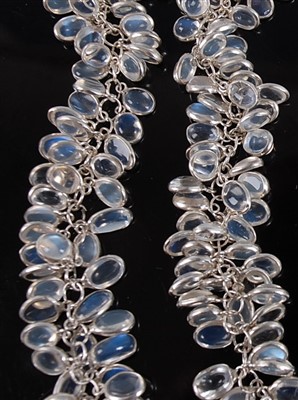 Lot 2535 - A sterling silver multi moonstone fringe...