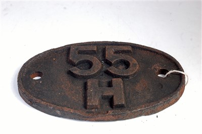 Lot 99 - Locomotive shed plate 55H 1960s Leed (Neville...