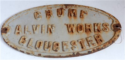 Lot 76 - A large oval cast iron maker's plate Crump...