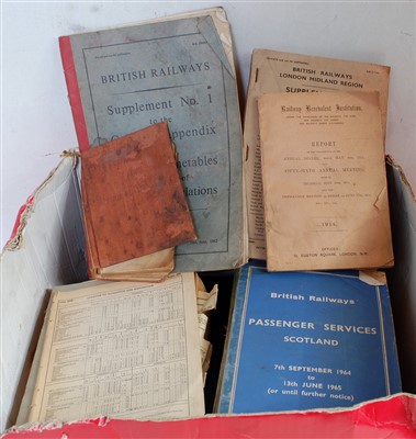 Lot 109 - Railway paperwork including public timetables etc