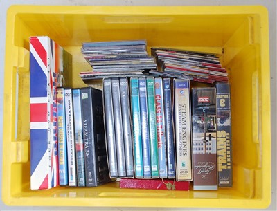 Lot 60 - A box of railway related DVDs and CDs, some...