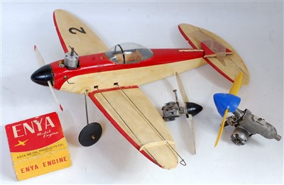 Lot 123 - A balsa wood and plastic kit built petrol...