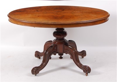 Lot 1442 - A Victorian burr walnut pedestal breakfast...