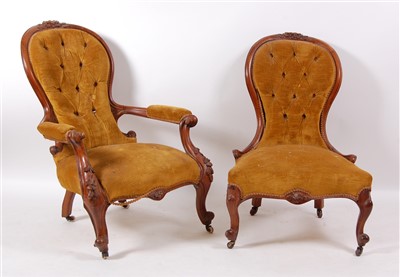 Lot 1463 - A pair of Victorian walnut showframe lady's...