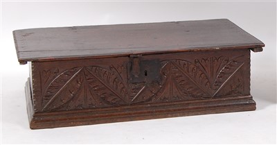 Lot 1469 - A Commonwealth period carved oak Bible box, of...