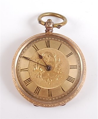 Lot 2623 - An 18ct yellow gold lady's open face pocket...