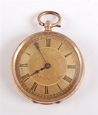 Lot 2624 - A 14ct yellow gold lady's open face pocket...