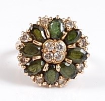 Lot 2580 - A yellow metal, tourmaline and diamond...
