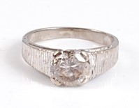 Lot 2591 - An 18ct white gold single stone sapphire ring,...