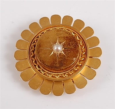 Lot 2555 - A yellow metal circular brooch of sunflower...