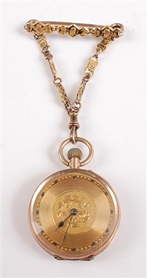 Lot 2625 - A 9ct yellow gold lady's open face pocket...