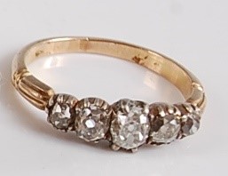 Lot 1187 - A late Victorian yellow and white metal five...