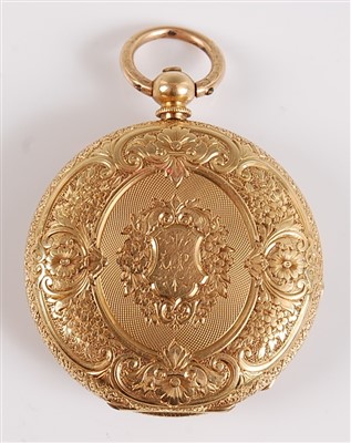 Lot 1196 - An 18ct yellow gold open faced pocket watch,...