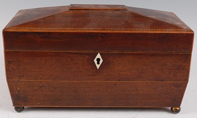 Lot 1259 - A late George III partridge wood and chequer...