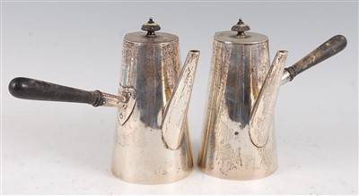 Lot 1087 - An Edwardian silver chocolate pot, of plain...