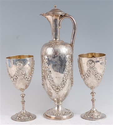 Lot 1111 - A Victorian silver claret jug or wine ewer,...